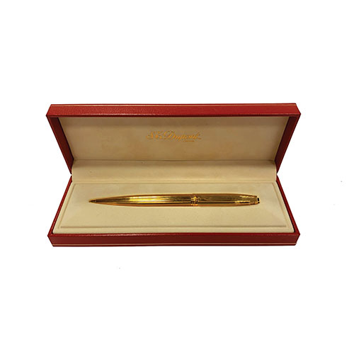 Sub.:24 - Lote: 1426 -  Bol�grafo Dupont dorado con caja roja.