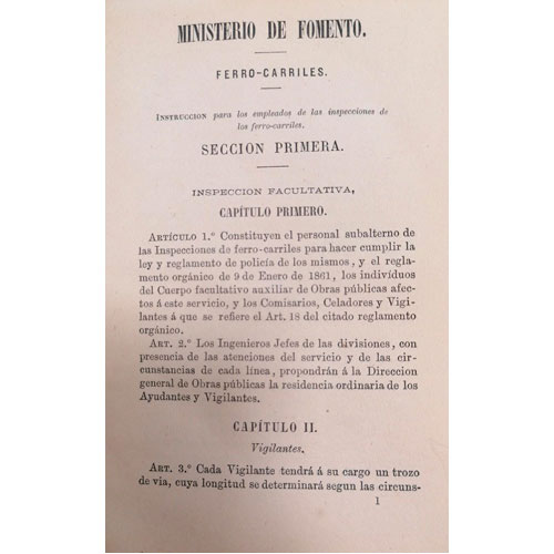 Sub.:24 - Lote: 2093 -  Reglamento de Ferrocarriles. Ministerio de Fomento. 1859.