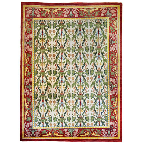 Sub.:24 - Lote: 189 -  Alfombra de nudo espa�ol. Tonos rojos y verdes.