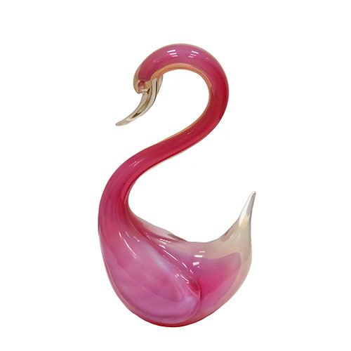 Sub.:24 - Lote: 123 -  Cisne rosa en cristal de Murano soplado.