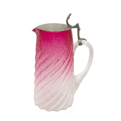 Sub.:24 - Lote: 286 -  Jarra en cristal estriado y rugoso con tapa de esta�o.