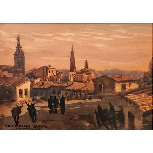 Sub.:24 - Lote: 61 - CEFERINO OLIV (Reus, Tarragona, 1907-1995) Vista retrospectiva de Vitoria