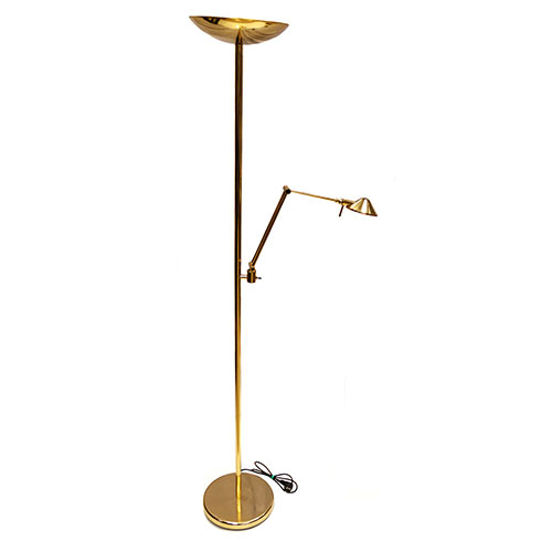 Sub.:24 - Lote: 145 -  L�mpara de pie en metal dorado con dos luces.