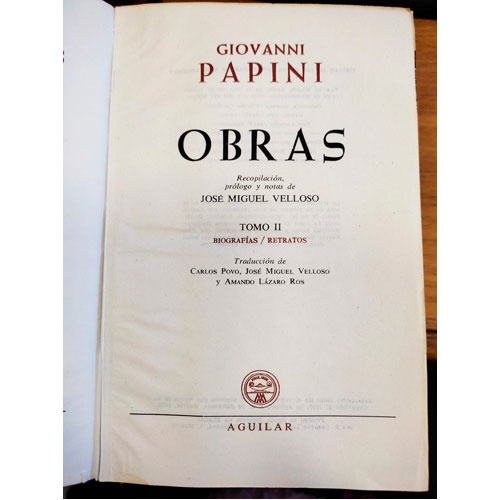 Sub.:24 - Lote: 2065 -  Giovanni Papini. Obras. 