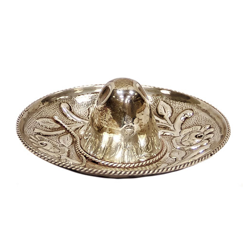 Sub.:24 - Lote: 1400 -  Sombrero mexicano en plata punzonada.