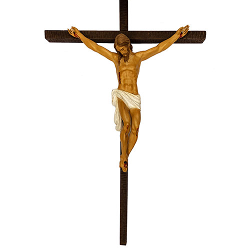 Sub.:24 - Lote: 1454 -  Crucifijo en madera tallada y policromada. s. XX.