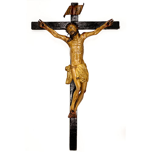 Sub.:24 - Lote: 1453 -  Crucifijo en madera tallada y policromada. s. XVII.