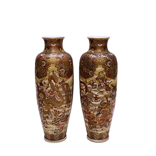 Sub.:24 - Lote: 1338 -  Pareja de jarrones Satsuma. s. XIX.