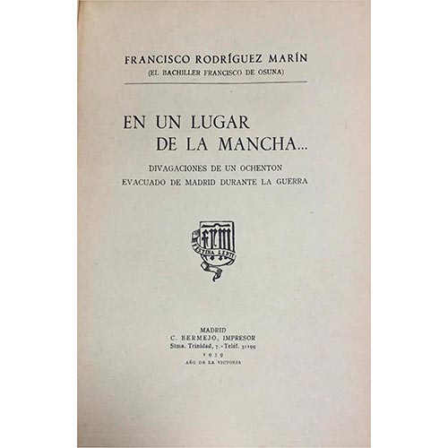 Sub.:25 - Lote: 2043 -  En un lugar de la Mancha