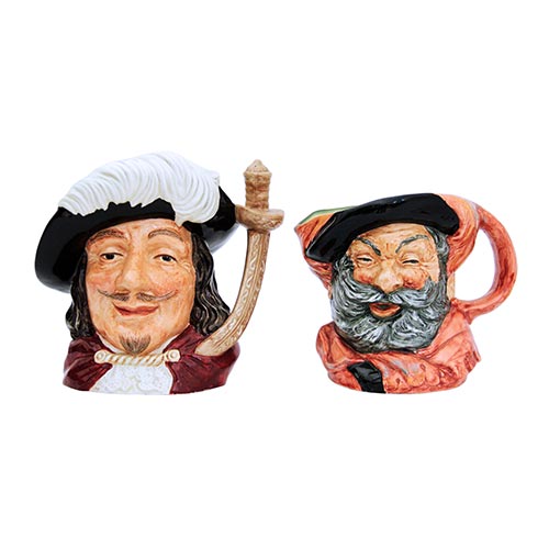 Sub.:25 - Lote: 1393 -  Dos tazas realizadas en porcelana Royal Doulton: Porthos y Falstaff.