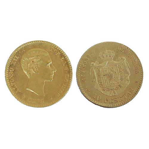 Sub.:25 - Lote: 1529 -  Moneda de 10 pesetas Alfonso XII realizada en oro y fechada en 1878. 78. E.M.M.
