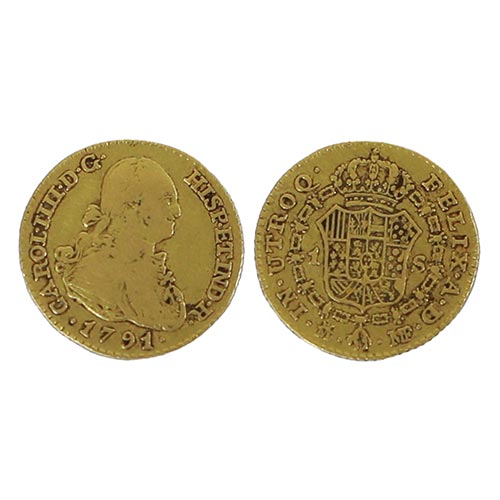 Sub.:25 - Lote: 1534 -  Un escudo en oro de Carlos IV .1791.Ceca M - M.F. Acuada en Madrid.