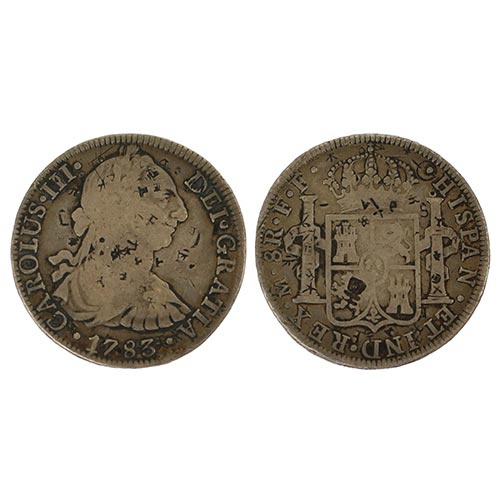 Sub.:25 - Lote: 1535 -  Onza de ocho reales de Carlos III realizada en plata y fechada en 1783. M (Mxico) F.F. Acuada en Mxico.