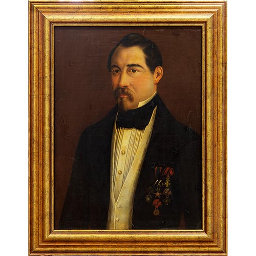 Sub.:25 - Lote: 136 - ESCUELA ESPAOLA S. XIX Retrato caballero condecorado