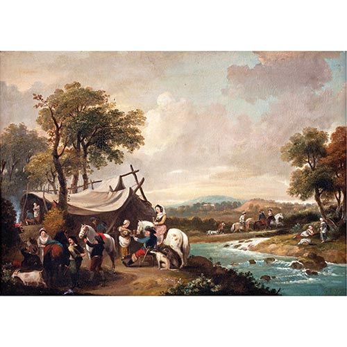 Sub.:26 - Lote: 132 - ESCUELA FRANCESA, S. XIX Acampada junto al r�o