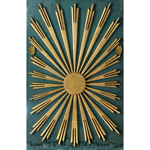 Sub.:26 - Lote: 1380 -  Resplandores en madera tallada y dorada sobre tabla. Con oro original. s. XIX. Faltas.