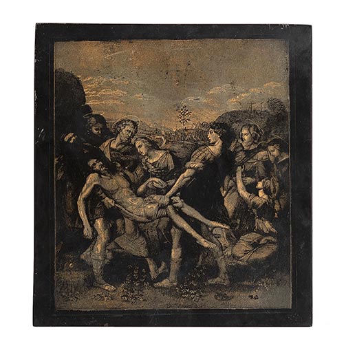 Sub.:26 - Lote: 1136 -  Piedra litogrfica representando `El Descendimiento` de Rafael de Sanzio.