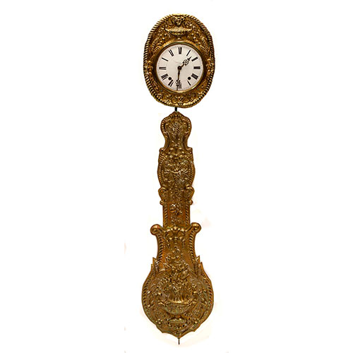 Sub.:27 - Lote: 176 -  Reloj Moretz de pndulo real en latn repujado y pintado