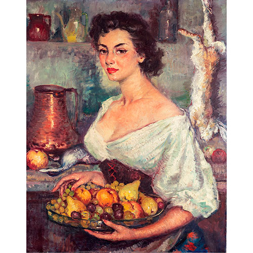 Sub.:27 - Lote: 83 - ATRIBUIDO A FRANCISCO RIBERA GMEZ (Madrid, 1907 - Barcelona, 1996) Mujer con frutas