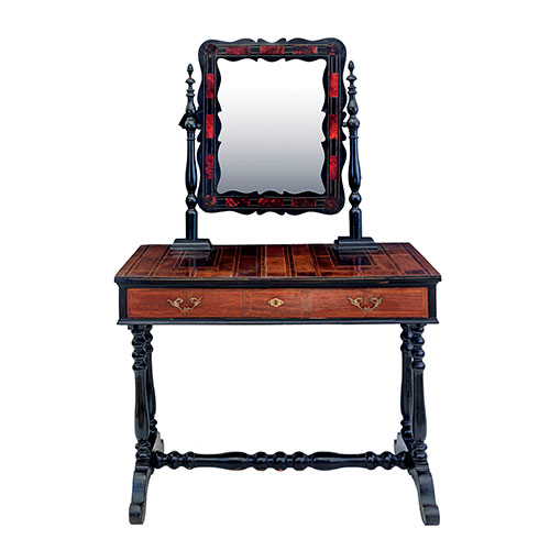 Sub.:27 - Lote: 212 -  Mueble tocador en madera ebonizada y carey con caj�n en cintura