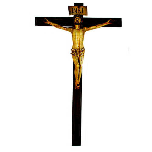Sub.:27 - Lote: 235 -  Cristo realizado en marfil filipino sobre cruz de madera de bano