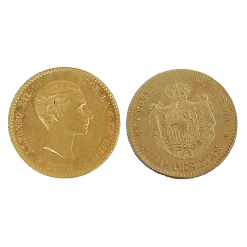 Sub.:27 - Lote: 1278 -  Moneda de 10 pesetas Alfonso XII realizada en oro y fechada en 1878