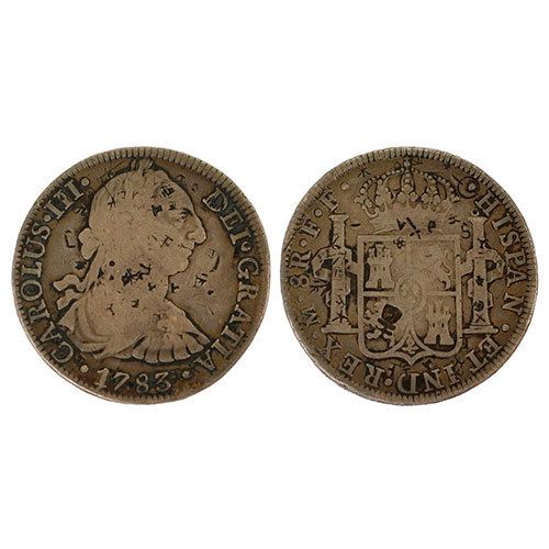 Sub.:27 - Lote: 1277 -  Onza de ocho reales de Carlos III realizada en plata y fechada en 1783