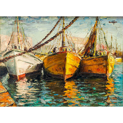 Sub.:27 - Lote: 113 - JUAN RICO LPEZ (Yecla, Murcia, 1925) Barcos en el puerto