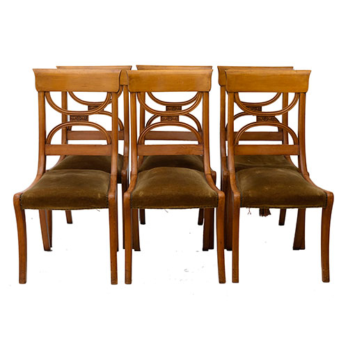 Sub.:27 - Lote: 1334 -  Lote de seis sillas con estructura en madera maciza de haya patinada