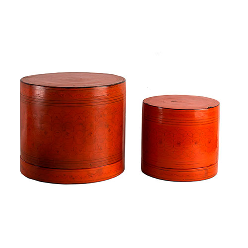 Sub.:27 - Lote: 266 -  Lote de dos cajas chinas lacadas con motivos geom�tricos.