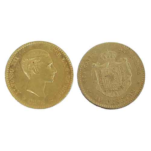 Sub.:28 - Lote: 1290 -  Moneda de 10 pesetas Alfonso XII realizada en oro y fechada en 1878, 78. E.M.M.