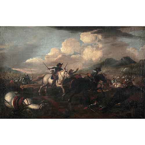 Sub.:28 - Lote: 1093 - CRCULO DE JACQUES COURTOIS (St. Hyppolite, 1621-Roma, 1676) Escena de batalla