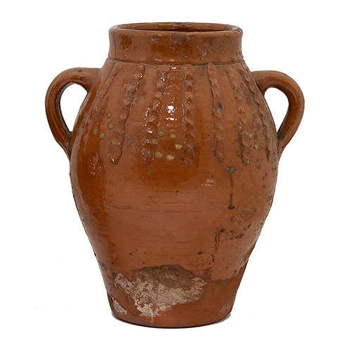 Sub.:28 - Lote: 1326 -  Tinaja con tres asas y cordoncillo en cer�mica aragonesa.