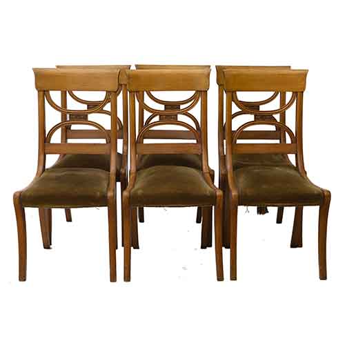 Sub.:28 - Lote: 1146 -  Lote de seis sillas con estructura en madera maciza de haya patinada