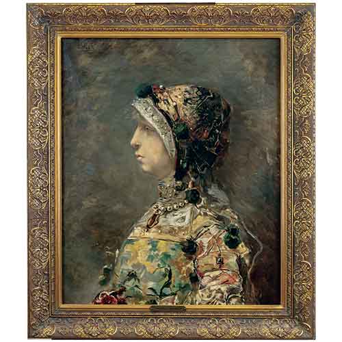 Sub.:28 - Lote: 89 - FRANCISCO PRADILLA ORTIZ (Villanueva de Gállego, 1848 - Madrid, 1921) Retrato de la Reina María Cristina