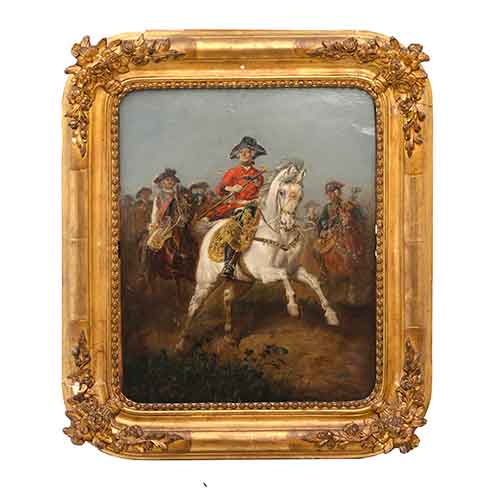 Sub.:28 - Lote: 97 - ESCUELA FRANCESA, S. XIX Federico II de Prusia a caballo