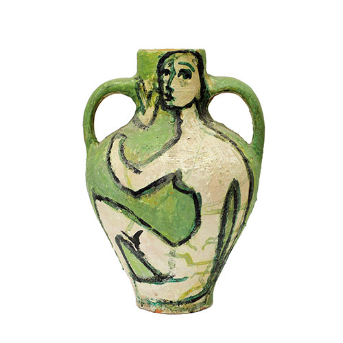 Sub.:29 - Lote: 1353 -  �nfora en cer�mica policromada y firmada.