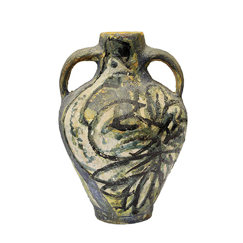 Sub.:29 - Lote: 1354 -  �nfora en cer�mica policromada y firmada.