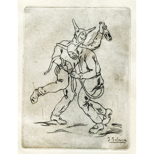 Sub.:29 - Lote: 6 - JOSÉ GUTIÉRREZ SOLANA (Madrid, 1886-1945) Máscaras diablos bailando