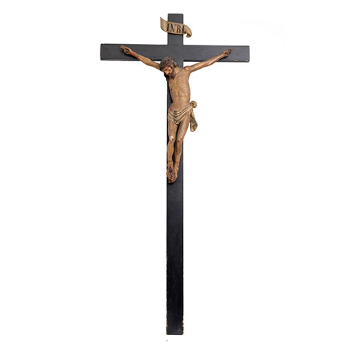 Sub.:29 - Lote: 181 -  Crucifijo en madera tallada realizado en el siglo XVIII