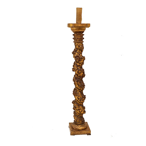 Sub.:29 - Lote: 1251 -  Columna salomnica realizada en madera tallada y dorada, s. XVII.