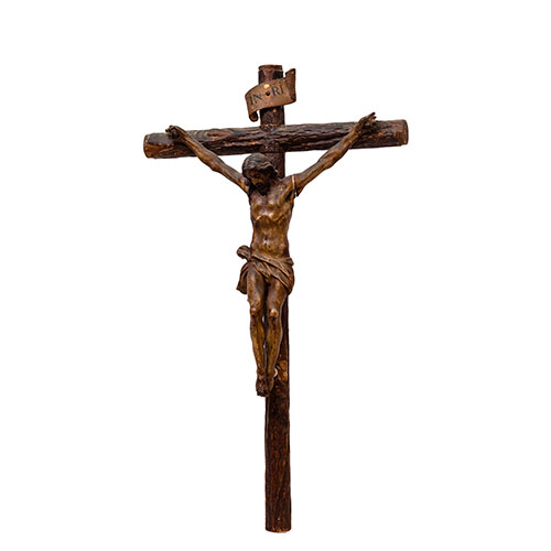 Sub.:29 - Lote: 177 -  Cristo en madera policromada con cruz original, S.XVIII.