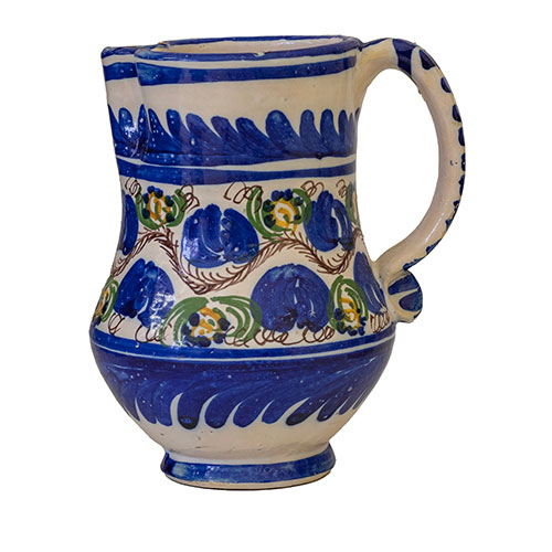 Sub.:29 - Lote: 1295 -  Jarra en cer�mica decoraci�n floral en azul, verde y amarillo