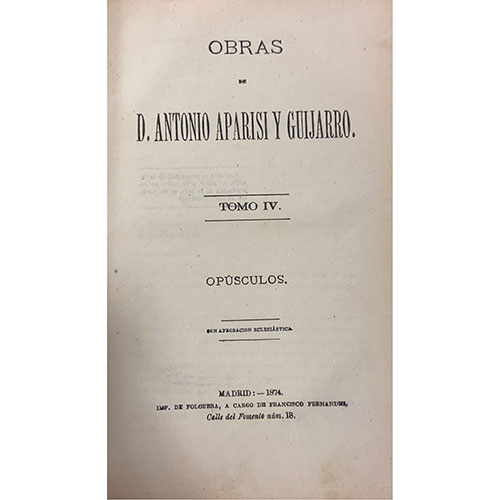 Sub.:3-On - Lote: 2050 -  Literatura. APARISI Y GUIJARRO, A., 