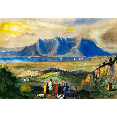 Sub.:3-On - Lote: 275 -  Grabado con acuarela. Representaci�n de paisaje.