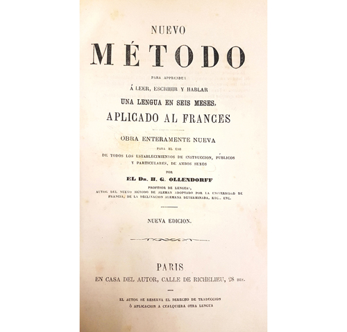 Sub.:3-On - Lote: 2093 -  Ense�anza-Franc�s. OLLENDORFF, H. G. 