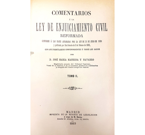 Sub.:3-On - Lote: 2060 -  Comentarios a la ley de enjuiciamento civil 1881