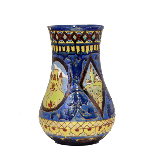 Sub.:3-On - Lote: 316 -  Jarr�n de cer�mica esmaltada con motivos arquitect�nicos. Inscripci�n base: 