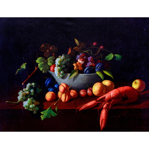 Sub.:3-On - Lote: 298 - ESCUELA ESPA�OLA S.XX Naturaleza muerta con langosta