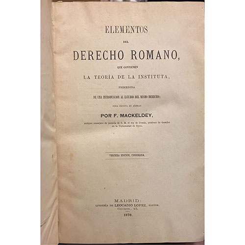 Sub.:3-On - Lote: 2120 -  Derecho. MACKELDEY, F. 